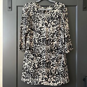J. Crew Black and Cream Leopard Print Dress
